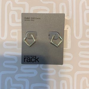 Gold Hexagon Cubic Zirconia Earrings